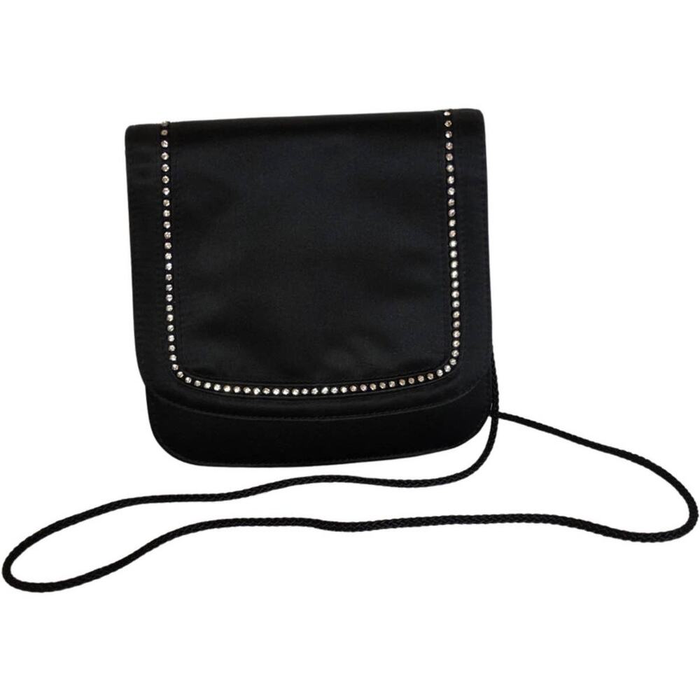 Talbots crossbody bag, Black with diamond stud design, Satin